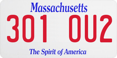 MA license plate 301OU2