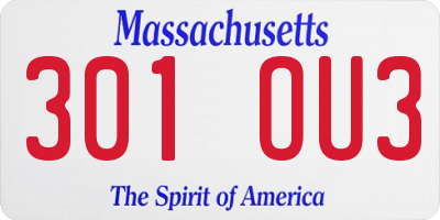MA license plate 301OU3