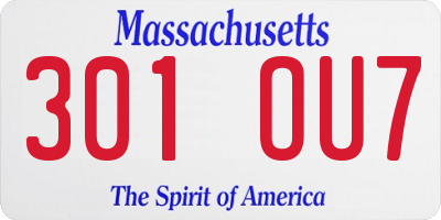 MA license plate 301OU7