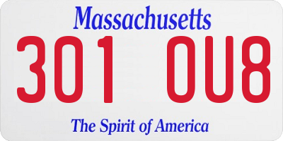 MA license plate 301OU8
