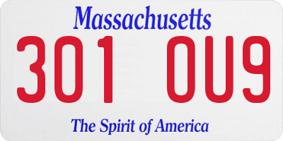 MA license plate 301OU9