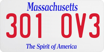 MA license plate 301OV3