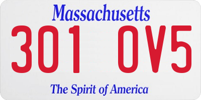 MA license plate 301OV5