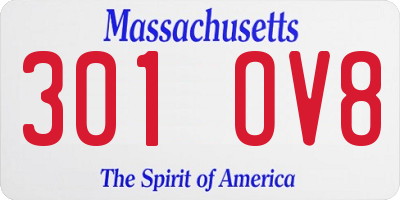 MA license plate 301OV8