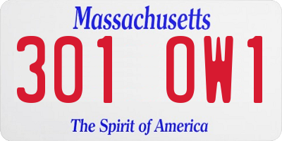MA license plate 301OW1