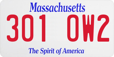 MA license plate 301OW2