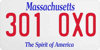 MA license plate 301OX0