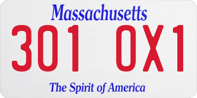 MA license plate 301OX1