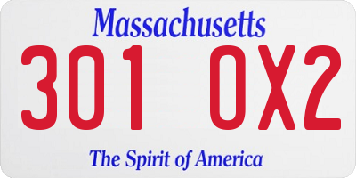 MA license plate 301OX2