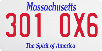 MA license plate 301OX6