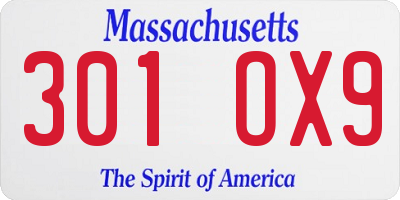 MA license plate 301OX9