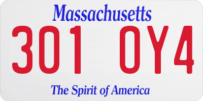 MA license plate 301OY4