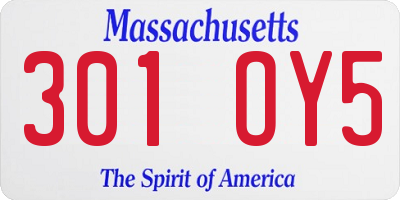 MA license plate 301OY5