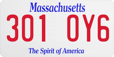 MA license plate 301OY6