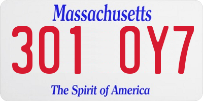 MA license plate 301OY7