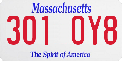 MA license plate 301OY8