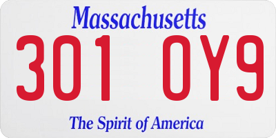 MA license plate 301OY9
