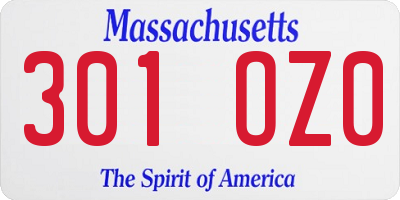 MA license plate 301OZ0