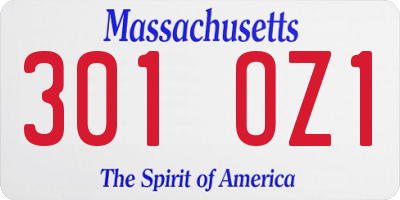 MA license plate 301OZ1