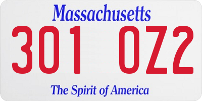MA license plate 301OZ2