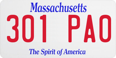 MA license plate 301PA0