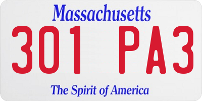 MA license plate 301PA3