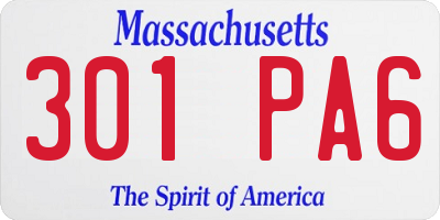 MA license plate 301PA6