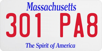 MA license plate 301PA8