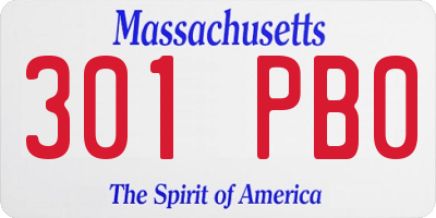 MA license plate 301PB0