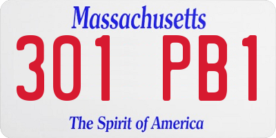 MA license plate 301PB1