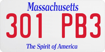 MA license plate 301PB3