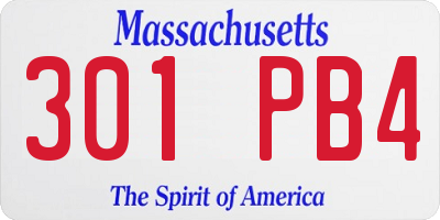 MA license plate 301PB4