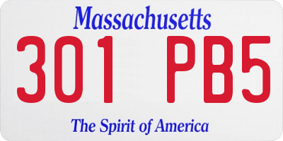 MA license plate 301PB5