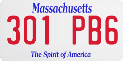 MA license plate 301PB6