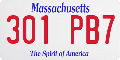 MA license plate 301PB7
