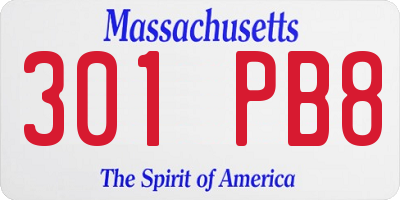 MA license plate 301PB8