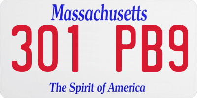MA license plate 301PB9