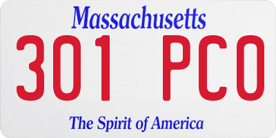 MA license plate 301PC0