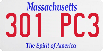 MA license plate 301PC3