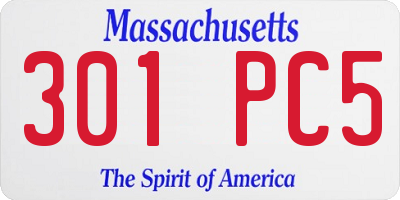 MA license plate 301PC5
