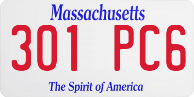 MA license plate 301PC6