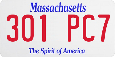 MA license plate 301PC7
