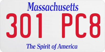 MA license plate 301PC8