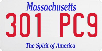 MA license plate 301PC9