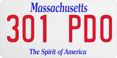 MA license plate 301PD0