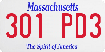 MA license plate 301PD3