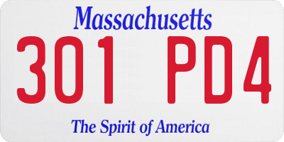 MA license plate 301PD4