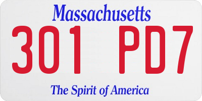MA license plate 301PD7