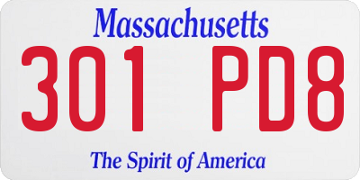 MA license plate 301PD8