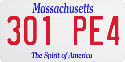 MA license plate 301PE4